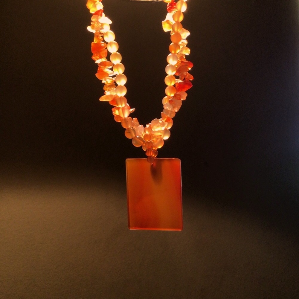 ❤ Multi strand Agate necklace with beautiful Brazilian Agate Pendant ❤